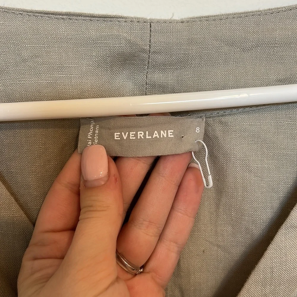 Everlane The Linen Cross Front Green Wrap Jumpsuit